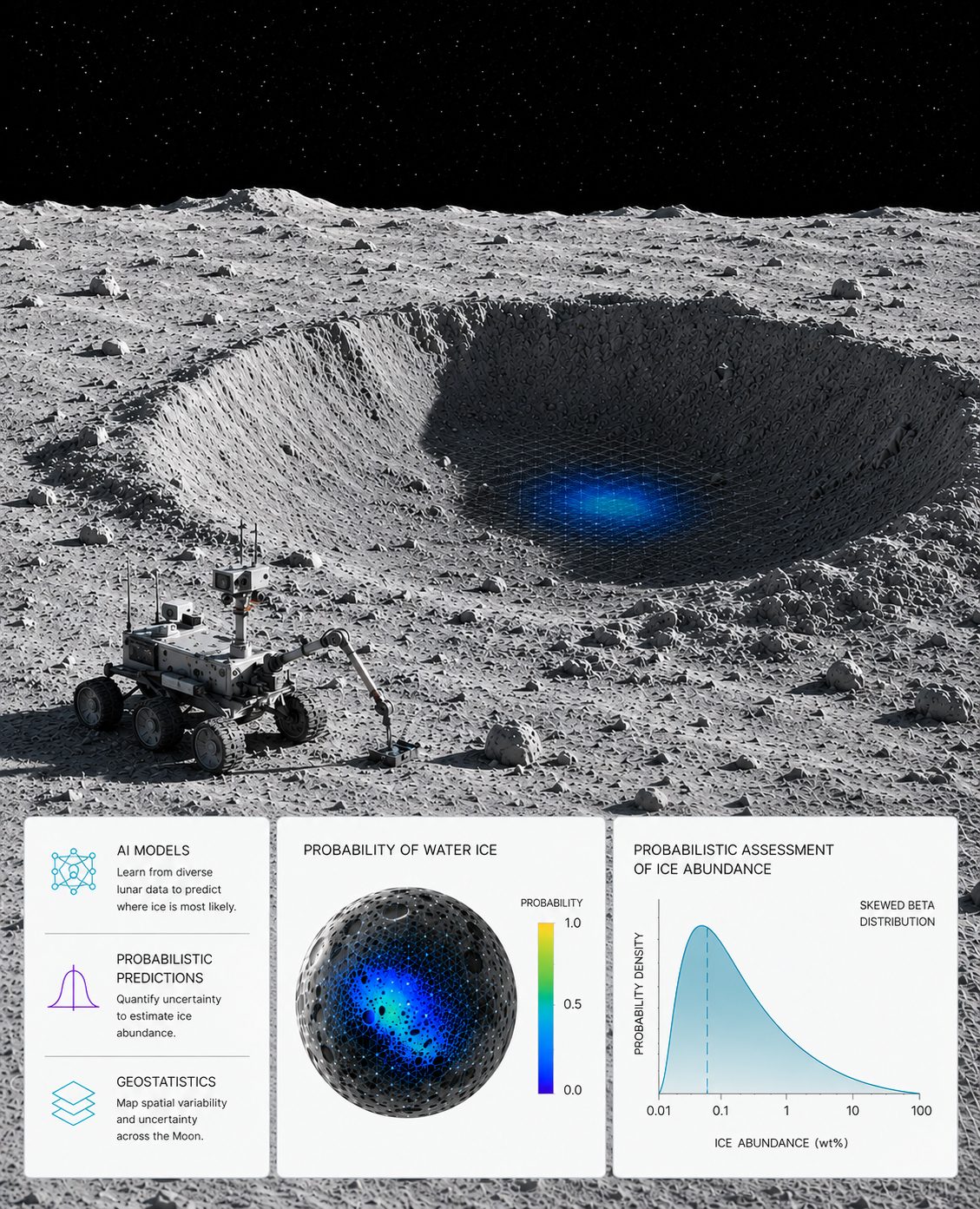 Lunar rover assessing water-ice probability